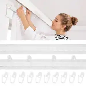 Gardinenband Jinsion zum Aufnähen, 30m x 2.5cm mit 50 Gardinenhaken