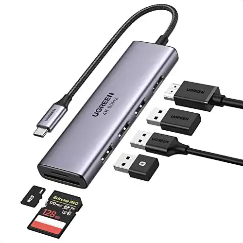 UGREEN USB C Hub mit 4K@60Hz HDMI, SD/TF Kartenleser und 3 USB 3.0 Anschlüssen