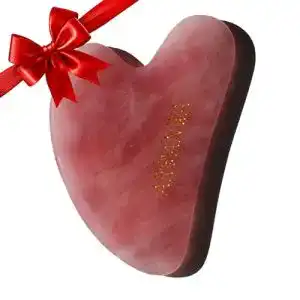 Gua Sha Massagestein aus Rosenquarz mit E-Book und Samtbeutel
