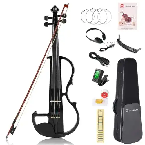 Vangoa 4/4 Elektrische Violine E aus massivem Holz