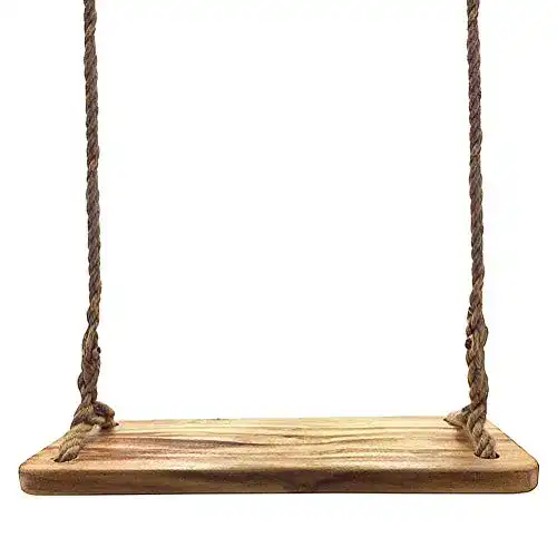 Holzschaukel Aoneky 60 x 20 x 3 cm mit Jute-Seilen für Garten und Terrasse