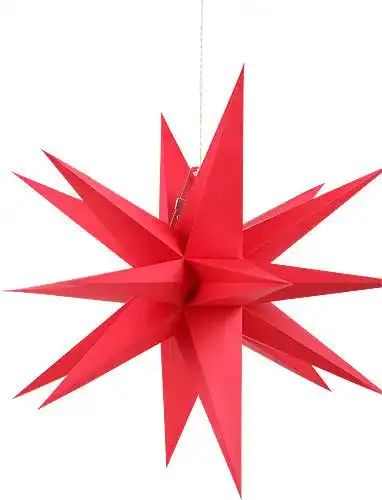 Annaberger Faltstern in Rot, 35 cm Hängendes Papierornament für Weihnachten