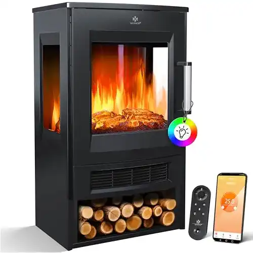 LED Kamin Kesser Elektrokamin mit Heizung und Panorama Sichtfenster