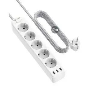 Steckdosenleiste mit USB und 5 Steckdosen von LENCENT