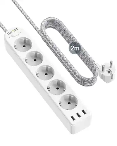 Steckdosenleiste mit USB und 5 Steckdosen von LENCENT