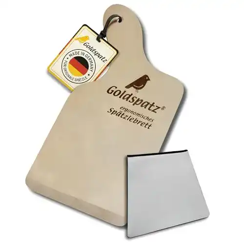 Ergonomisches Spätzlebrett Goldspatz mit Schaber – #2198S