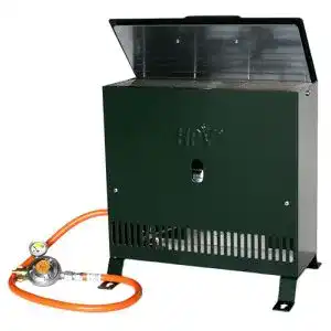 Gasgewächshausheizung Campcooga 2kW mit Thermostat und Piezozündung