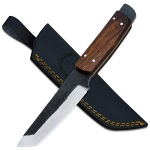 Perkin PK800 Jagdmesser mit Lederscheide und scharfer Klinge