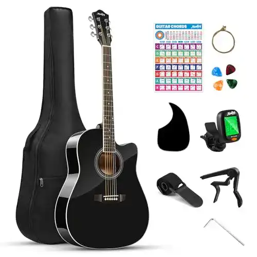 Moukey Akustikgitarre 4/4 Größe für Anfänger im Starterset