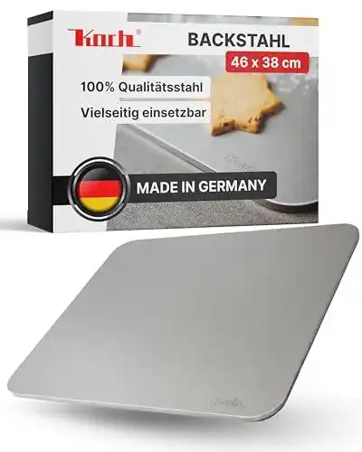 Backstahl Koch 46 x 38 cm aus 5 mm massivem Qualitätsstahl für Ofen und Grill