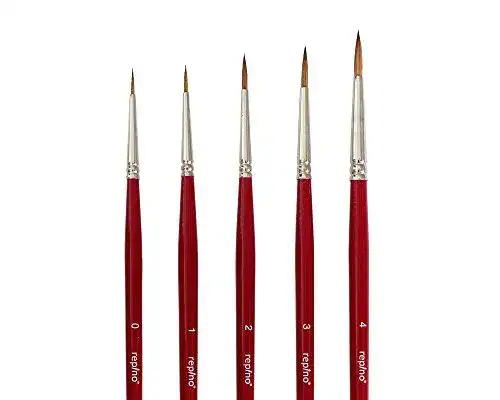 Aquarellpinsel Set mit 5 feinen Rotmarderpinseln in verschiedenen Größen