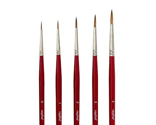 Aquarellpinsel Set mit 5 feinen Rotmarderpinseln in verschiedenen Größen