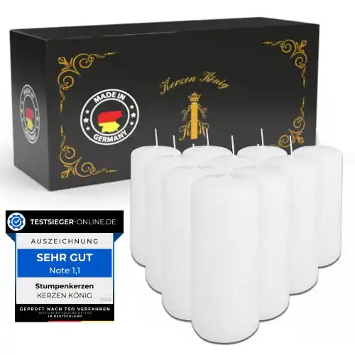 Stumpenkerzen von Kerzen König – 10er Set mit langer Brenndauer