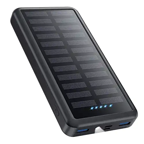 Powerbank 26800mAh Pxwaxpy mit Solar-Funktion und USB C Anschluss