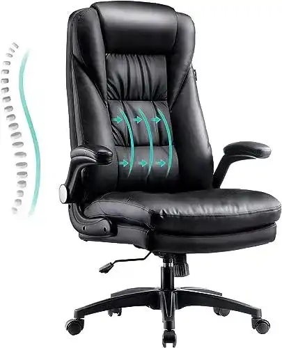 Hbada Bürostuhl Ergonomischer Drehstuhl Kunstleder für Komfort