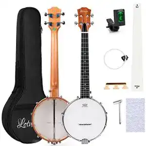 Banjolele Lotmusic Sapele 26 Zoll 4 Saiten mit Remo Schlagzeugfell