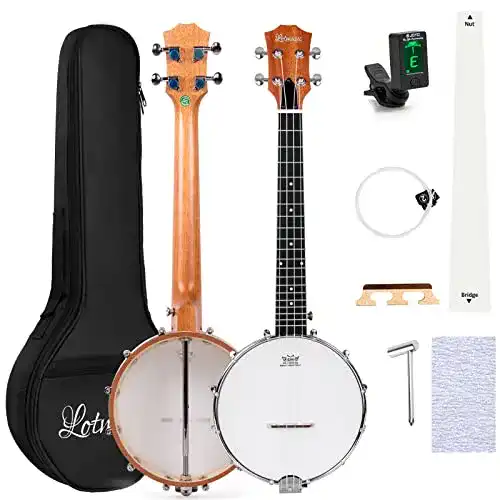 Banjolele Lotmusic Sapele 26 Zoll 4 Saiten mit Remo Schlagzeugfell