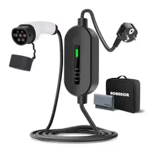 E-Auto Ladekabel Borenor Typ 2 Schuko 3,7 kW Tragbares Ladegerät