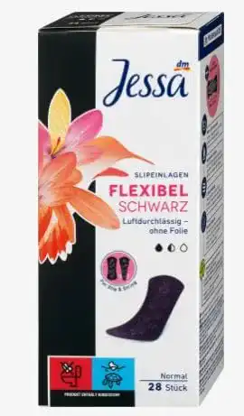 Jessa Slipeinlagen Normal Schwarz, Flexibel, 28 Stück