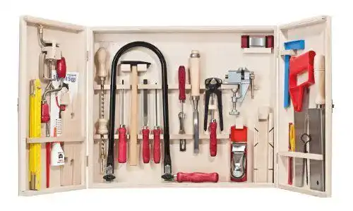Laubsäge-Set Pebaro 419 im Holzschrank, 33-teiliges Set