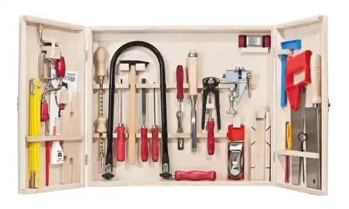 Laubsäge-Set Pebaro 419 im Holzschrank, 33-teiliges Set