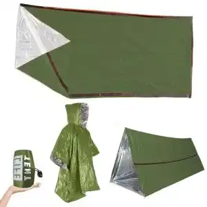 Notfallzelt Lekefeto wiederverwendbar mit Signalpfeife und Regenponcho