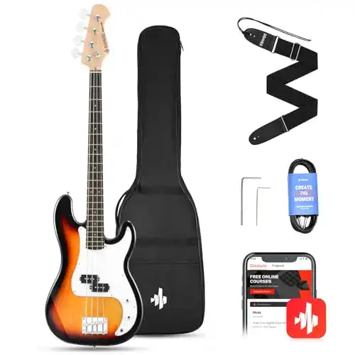Donner E-Bass Gitarre Set für Anfänger, 4 Saiten im P-Stil
