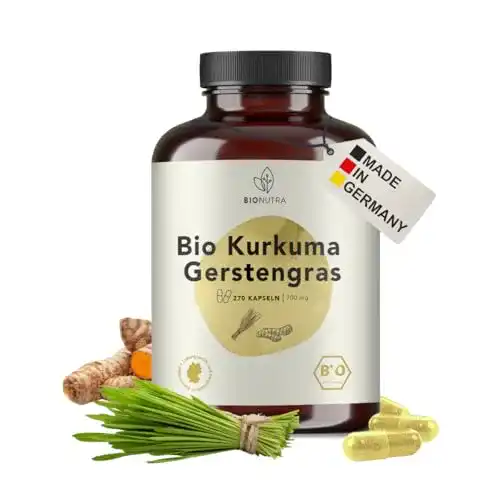 BioKuruma-Gerstengras-Kapseln von Bionutra – 270 vegane Kapseln