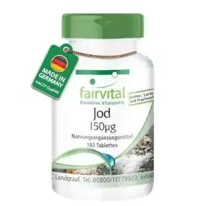 Jodtabletten Fairvital 180 Tabletten hochdosiert mit 150µg Jod