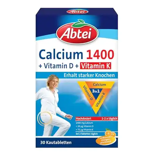 Calcium Abtei 1400 + D + K, hochdosiert für gesunde Knochen