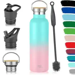 Edelstahl Trinkflasche mit Strohhalm Milu 500ml, 750ml