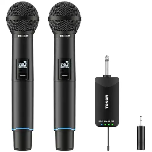 Bluetooth Mikrofon von Tonor, kabelloses Funkmikrofon Set mit UHF