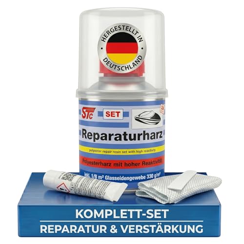 Polyesterharz Reparaturset 250 g mit Glasfasermatte und Härter