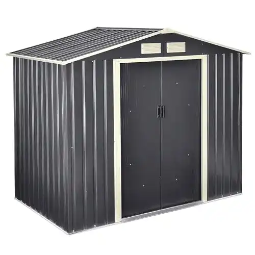 Geräteschuppen en.casa 213x127x185 cm aus feuerverzinktem Stahlblech