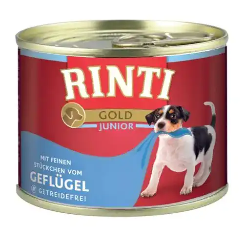 Rinti Gold Junior Nassfutter mit Geflügel 12x185g für Hunde
