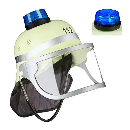 Feuerwehrhelm für Kinder Relaxdays 10029923 mit Blaulicht und Visier