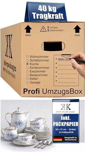 Umzugskartons 2-wellig, 15 Stück, stabil und stapelbar