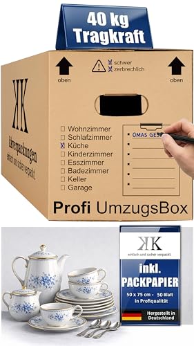 Umzugskartons 2-wellig, 15 Stück, stabil und stapelbar