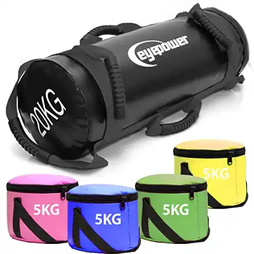 Sandbag EYEPOWER 20 kg Power Bag mit 4 Kettlebell Gewichten