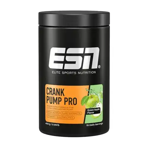 ESN Crank Pump Pro 450 g Pre Workout Booster in Green Apple