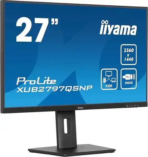 iiyama Prolite XUB2797QSNP-B1 27 Zoll WQHD Monitor mit USB-C und KVM-Switch