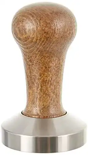 Tamper 58 mm Motta 8100/M aus Edelstahl mit braunem Holzgriff