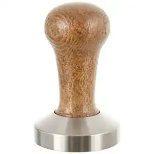 Tamper 58 mm Motta 8100/M aus Edelstahl mit braunem Holzgriff