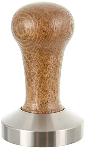 Tamper 58 mm Motta 8100/M aus Edelstahl mit braunem Holzgriff
