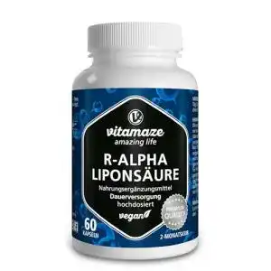 Alpha-Liponsäure hochdosiert von Vitamaze, 200 mg, vegan, 60 Kapseln