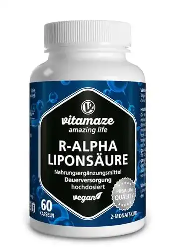 Alpha-Liponsäure hochdosiert von Vitamaze, 200 mg, vegan, 60 Kapseln