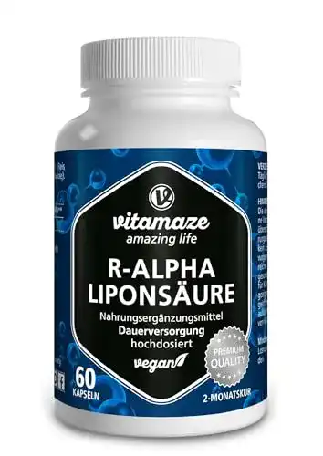 Alpha-Liponsäure hochdosiert von Vitamaze, 200 mg, vegan, 60 Kapseln