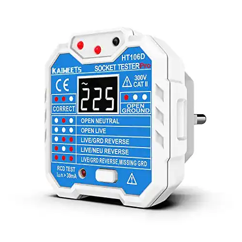 Steckdosentester mit RCD-Prüfung und LCD-Voltage-Display