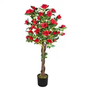 Künstliche Rose im Topf von Decovego Dekorative Rosenpflanze