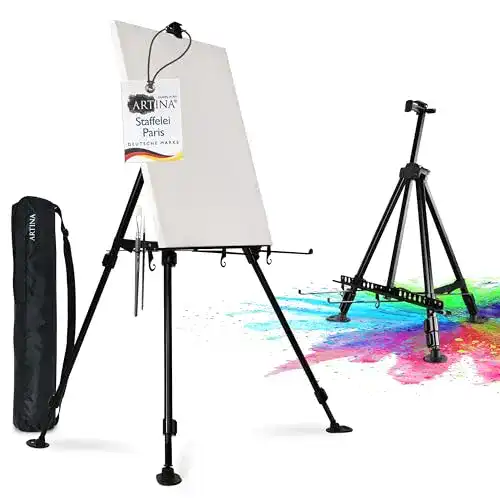 Tragbare Aluminium-Staffelei Artina für Tisch bis 82 cm Keilrahmen
